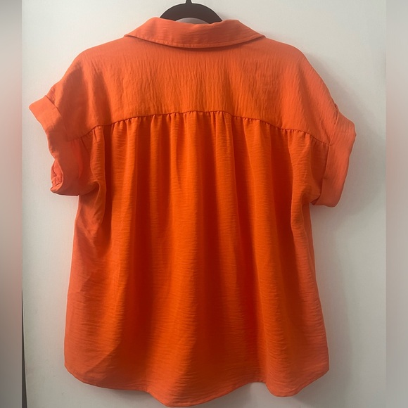 Oversized orange Button down blouse from Fashion Nova - Picture 9 of 11
